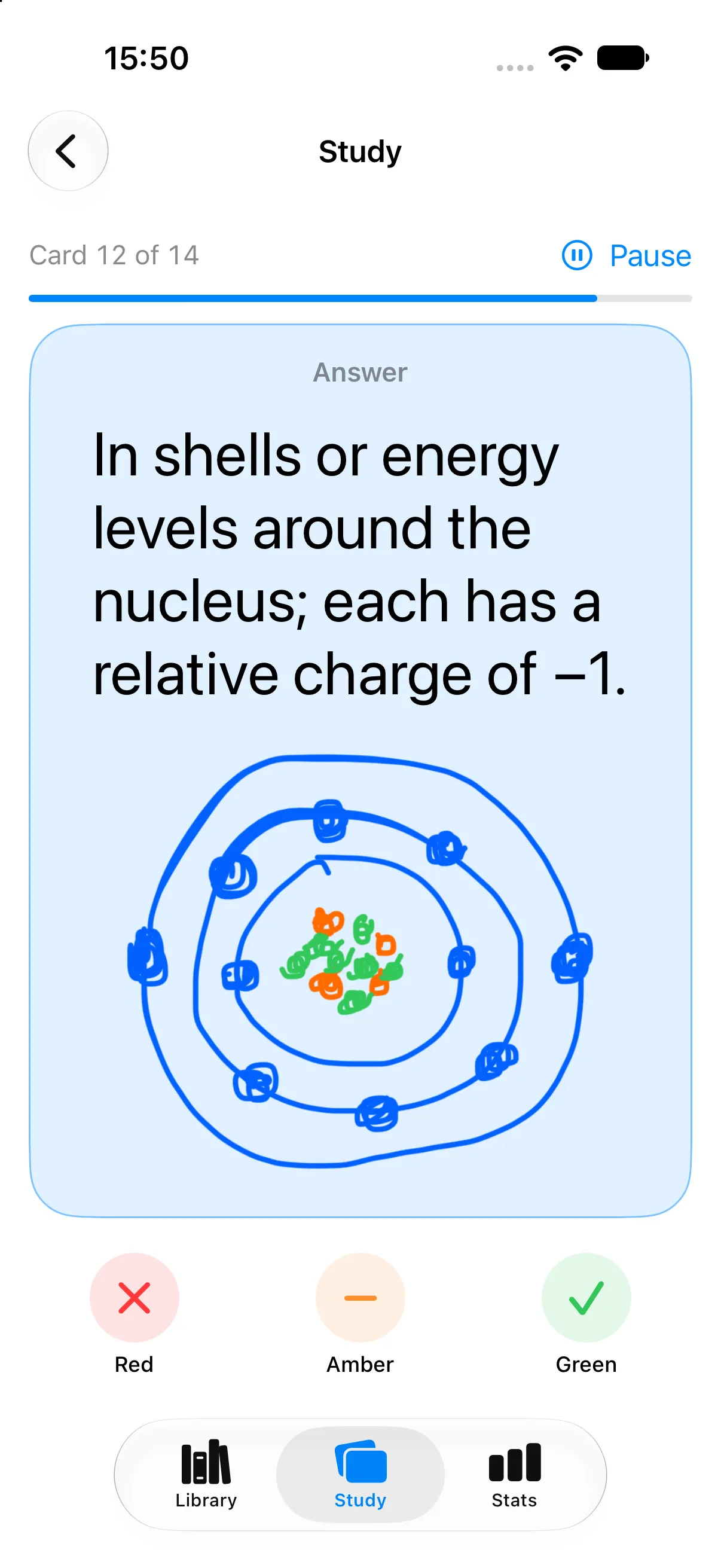 ThinkFlip study answer with Red, Amber and Green confidence controls